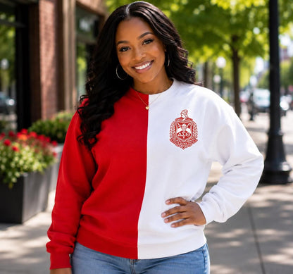 Delta Sigma Theta Embroidered Sweatshirt | DST Sorority Crewneck | Red & White Greek Letter Sweatshirt | Sorority Gift | Divine Nine Apparel