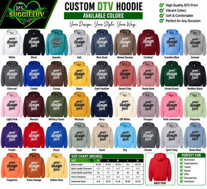 Custom DTV Hoodie | Your Design Here Hoodie | Personalized Vinyl Hoodie | Custom Logo Sweatshirt | Front Design Pullover