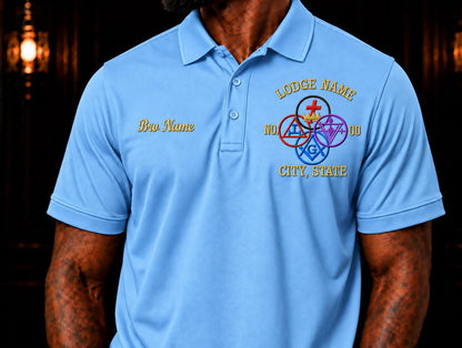 Embroidered York Rite Masonic Lodge Polo, Personalized Bro Name & Lodge Details