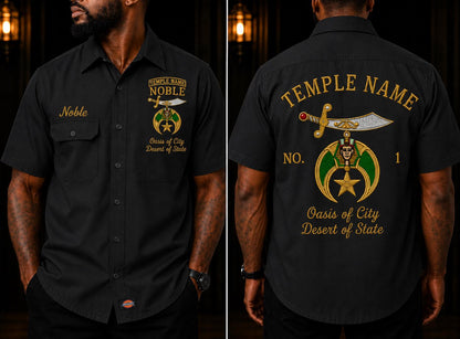 Shriner / Mason Temple Walking Shirt, Personalized Noble Name & Embroidered Emblem