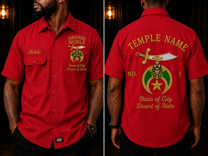 Shriner / Mason Temple Walking Shirt, Personalized Noble Name & Embroidered Emblem