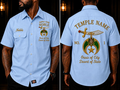 Shriner / Mason Temple Walking Shirt, Personalized Noble Name & Embroidered Emblem