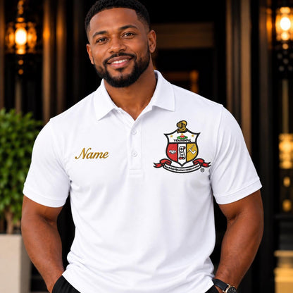 Custom Embroidered Kappa Alpha PSI Polo Shirt | Personalized Greek Crest Polo | Custom Name Embroidery | Fraternity Apparel for Men