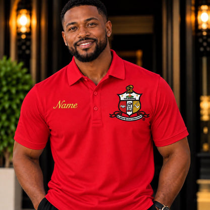 Custom Embroidered Kappa Alpha PSI Polo Shirt | Personalized Greek Crest Polo | Custom Name Embroidery | Fraternity Apparel for Men
