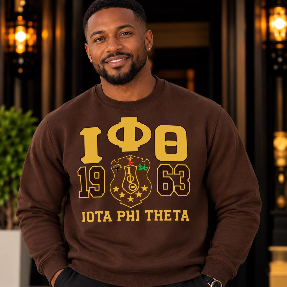 Iota Phi Theta DTV Sweatshirt | 1963 Fraternity Crewneck | Iota Phi Theta Greek Apparel | Brown Gold Fraternity Sweatshirt