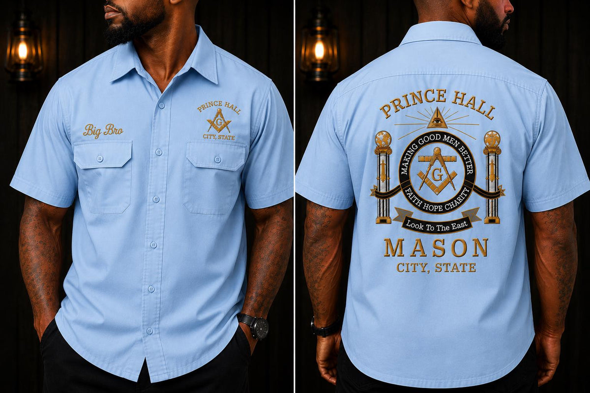 Prince Hall CustomMason Work Shirt, Embroidered Lodge Shirt, Personalized