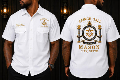Prince Hall CustomMason Work Shirt, Embroidered Lodge Shirt, Personalized