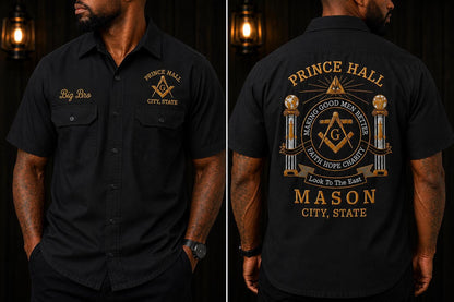 Prince Hall CustomMason Work Shirt, Embroidered Lodge Shirt, Personalized