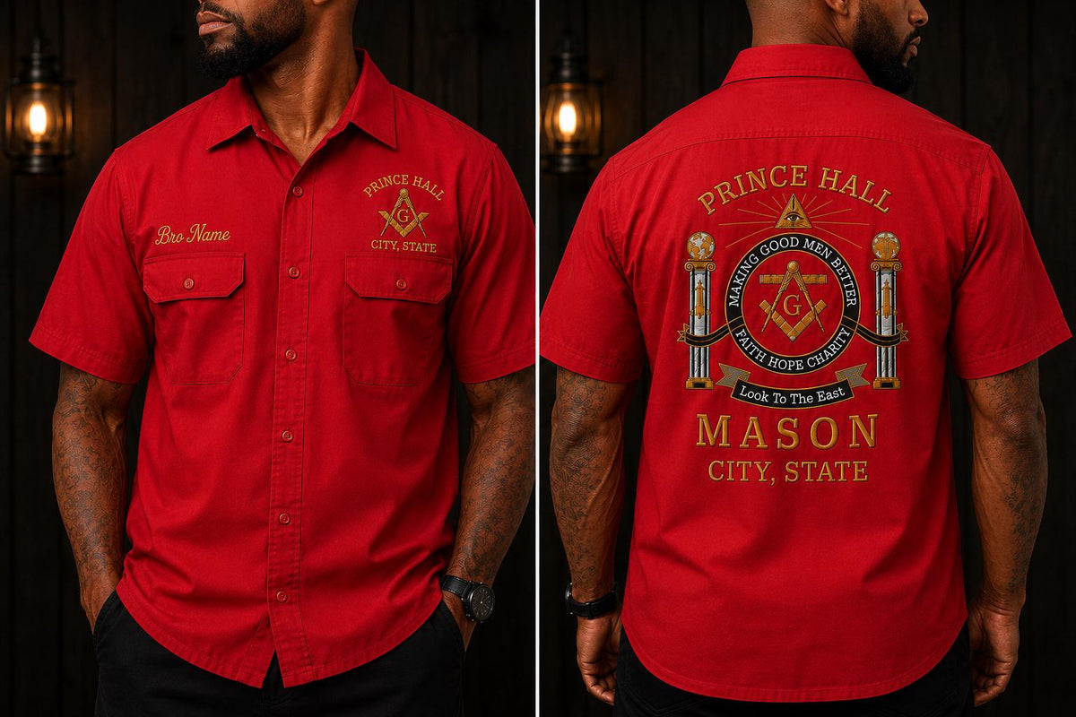 Prince Hall CustomMason Work Shirt, Embroidered Lodge Shirt, Personalized