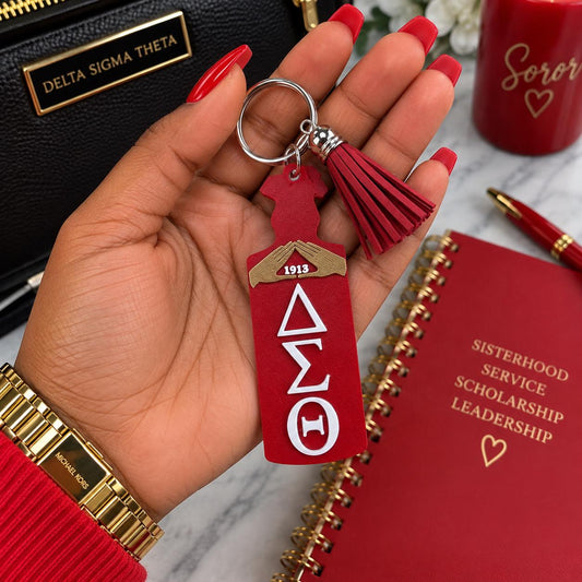 Delta Sigma Theta Keychain | ΔΣΘ 1913 Sorority Keychain | DST Paddle Keychain with Tassel | Soror Gift | Greek Paraphernalia