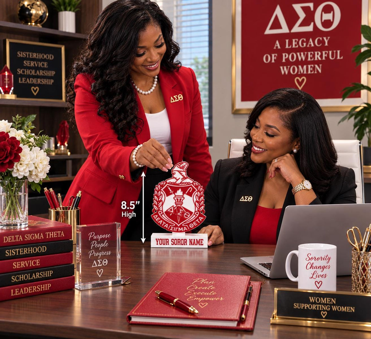 Personalized Delta Sigma Theta Shield Desk Sign | Custom Soror Name | DST 1913 Desk Decor | ΔΣΘ Sorority Gift | 3D Printed Display