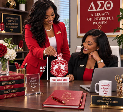 Personalized Delta Sigma Theta Shield Desk Sign | Custom Soror Name | DST 1913 Desk Decor | ΔΣΘ Sorority Gift | 3D Printed Display