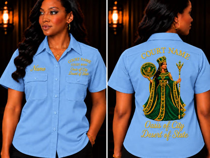 Walking Shirt, Daughters of Isis, Custom Embroidered Court Shirt, Personalized Name Court Number Oasis Desert, Women’s Fraternal Shirt