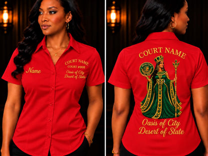 Walking Shirt, Daughters of Isis, Custom Embroidered Court Shirt, Personalized Name Court Number Oasis Desert, Women’s Fraternal Shirt