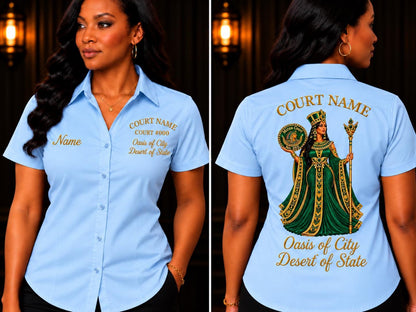 Walking Shirt, Daughters of Isis, Custom Embroidered Court Shirt, Personalized Name Court Number Oasis Desert, Women’s Fraternal Shirt