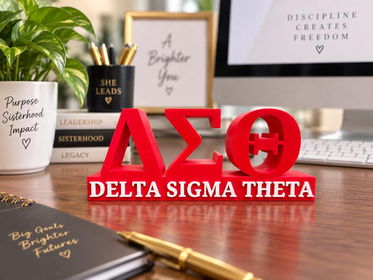 Delta Sigma Theta Desk Sign, 3D Printed Sorority Office Decor, Elephant Detail Accessory