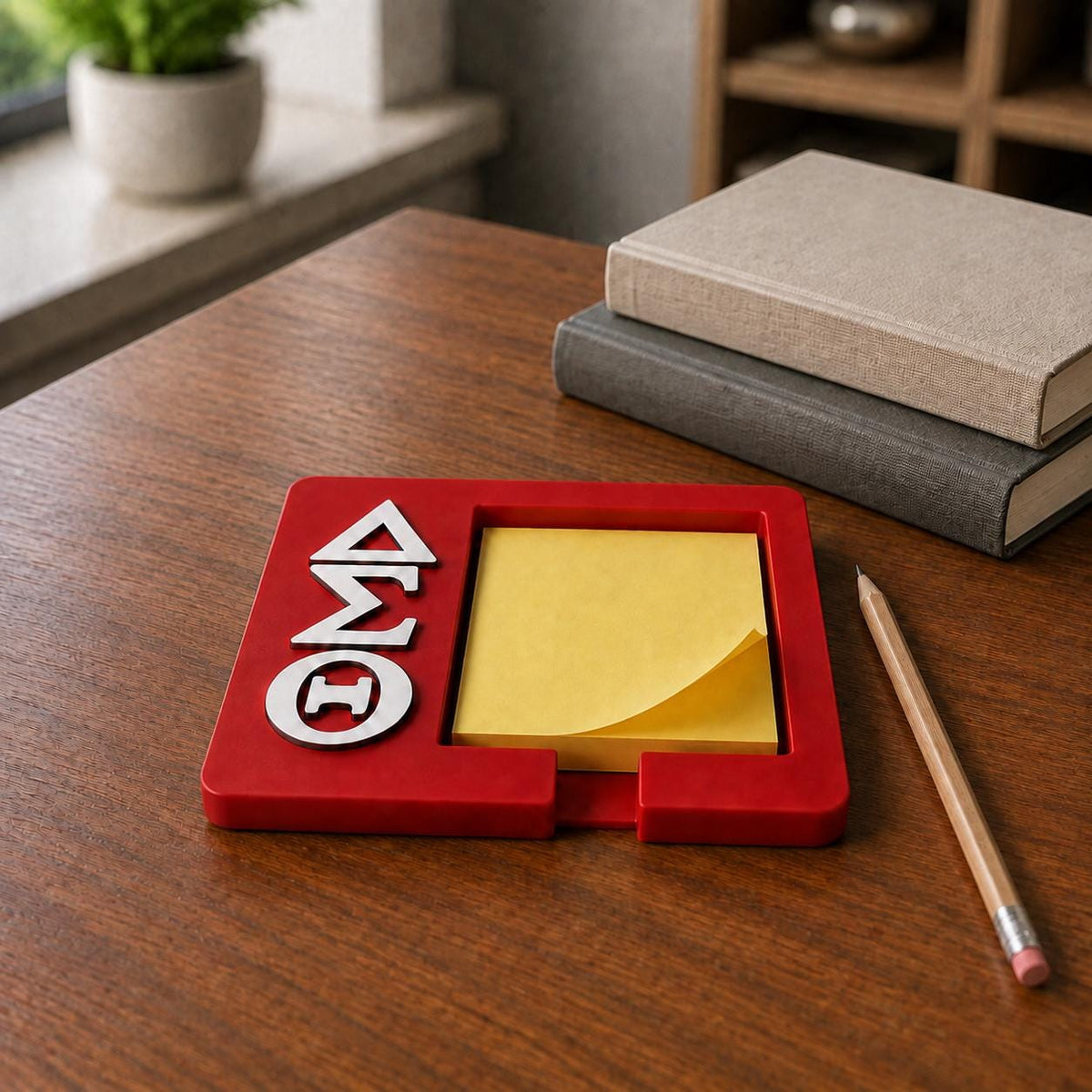 Delta Sigma Theta Sticky Note Holder, Red and White Sorority Desk Decor, Gift for Soror