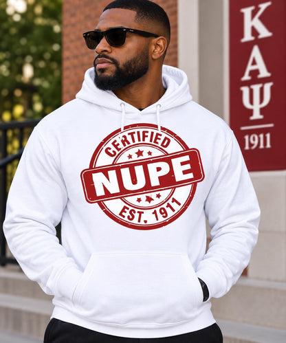Kappa Alpha Psi Certified Nupe Hoodie | DTV Printed Fraternity Hoodie | Est. 1911 Greek Apparel | Kappa Gift