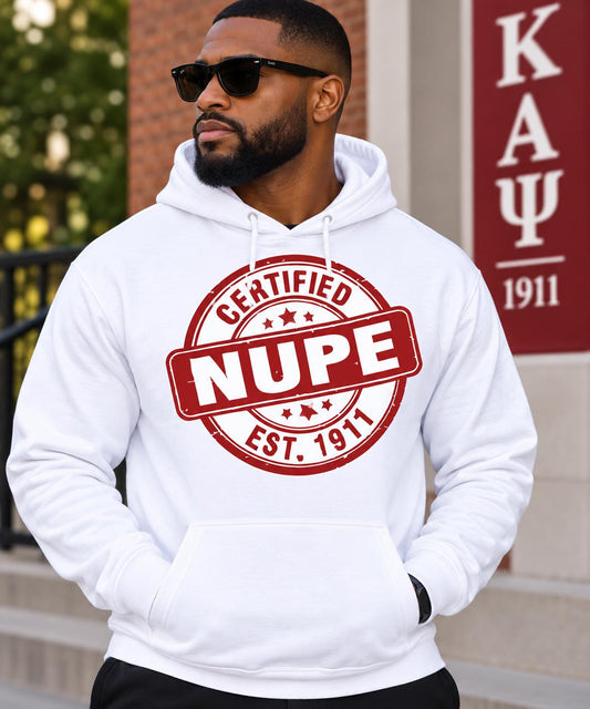 Certified Nupe Kappa Alpha Psi Hoodie, DTV Printed Greek Apparel (Est. 1911)