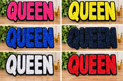 QUEEN Chenille Patch | Large Varsity Letter Patch | Iron On or Sew On Patch | Hat Jacket Sweatshirt DIY Patch