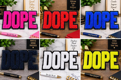 DOPE Chenille Patch | Large Varsity Letter Patch | Iron On or Sew On Patch | Hat Jacket Sweatshirt DIY Patch