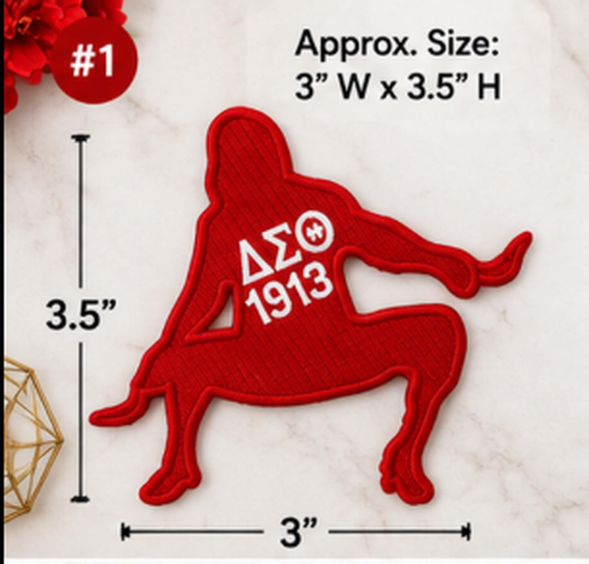 Delta Sigma Theta Embroidered Patch | DST 1913 Sorority Patch | Elephant Greek Letter Patch | Iron On or Sew On