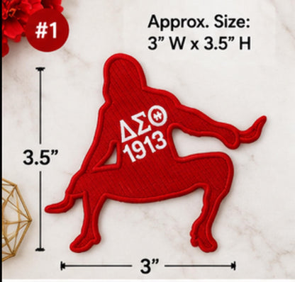 Delta Sigma Theta Embroidered Patch | DST 1913 Sorority Patch | Elephant Greek Letter Patch | Iron On or Sew On
