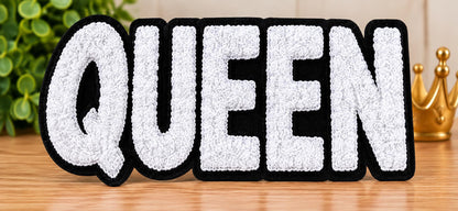 QUEEN Chenille Patch | Large Varsity Letter Patch | Iron On or Sew On Patch | Hat Jacket Sweatshirt DIY Patch