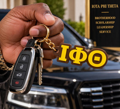 Iota Phi Theta Keychain | ΙΦΘ Brown & Gold 3D Printed Keychain | Iota Fraternity Gift | Greek Letter Key Ring