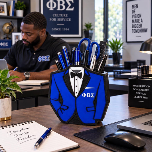 Phi Beta Sigma Desk Organizer, ΦΒΣ Pen Holder, Sigma Office Decor, Fraternity Desk Accessory, 3D Printed Greek Gift