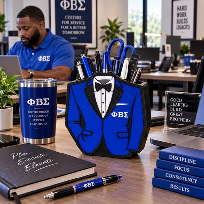 Phi Beta Sigma Desk Organizer, ΦΒΣ Pen Holder, Sigma Office Decor, Fraternity Desk Accessory, 3D Printed Greek Gift