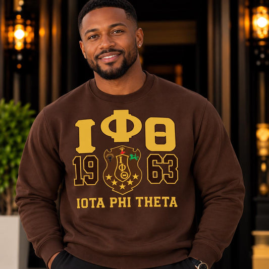 Iota Phi Theta DTV Sweatshirt | 1963 Fraternity Crewneck | Iota Phi Theta Greek Apparel | Brown Gold Fraternity Sweatshirt
