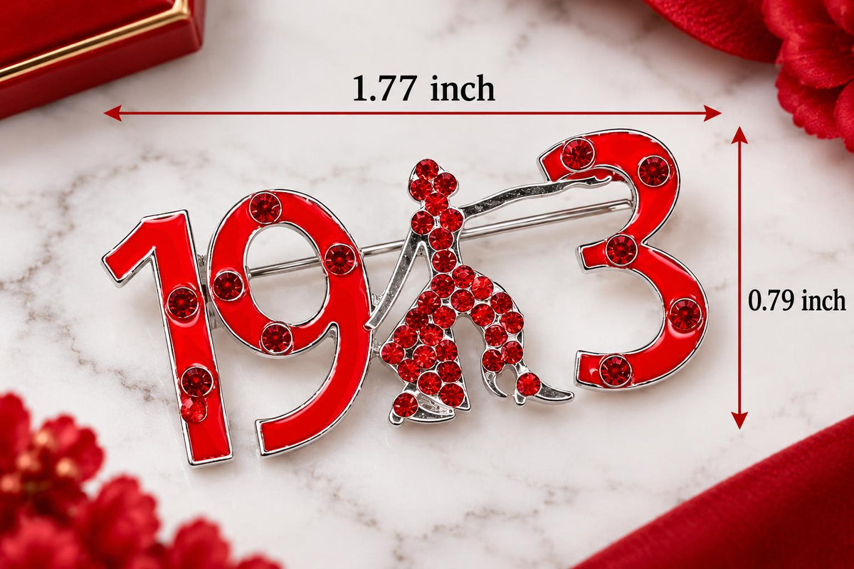 Delta Sigma Theta Brooch | 1913 Red Rhinestone Sorority Pin | DST Inspired Lapel Pin | Soror Gift | Red & Silver Jewelry