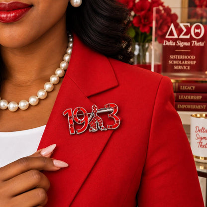 Delta Sigma Theta Brooch | 1913 Red Rhinestone Sorority Pin | DST Inspired Lapel Pin | Soror Gift | Red & Silver Jewelry