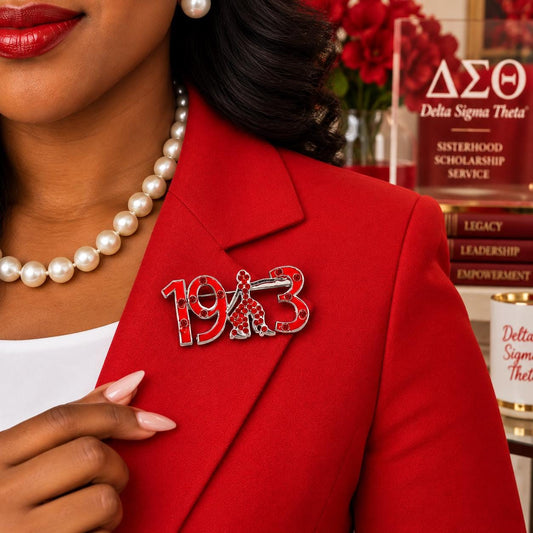 Delta Sigma Theta Brooch | 1913 Red Rhinestone Sorority Pin | DST Inspired Lapel Pin | Soror Gift | Red & Silver Jewelry