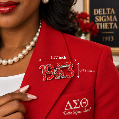 Delta Sigma Theta Brooch | 1913 Red Rhinestone Sorority Pin | DST Inspired Lapel Pin | Soror Gift | Red & Silver Jewelry