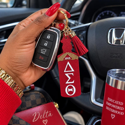 Delta Sigma Theta Keychain | ΔΣΘ 1913 Sorority Keychain | DST Paddle Keychain with Tassel | Soror Gift | Greek Paraphernalia