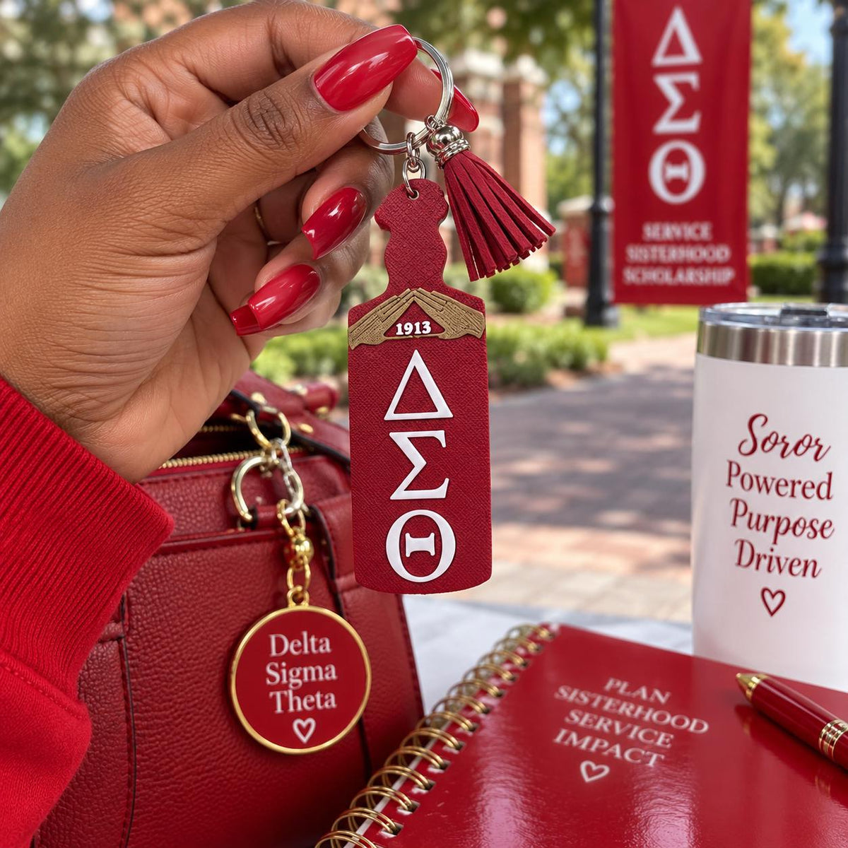 Delta Sigma Theta Keychain | ΔΣΘ 1913 Sorority Keychain | DST Paddle Keychain with Tassel | Soror Gift | Greek Paraphernalia