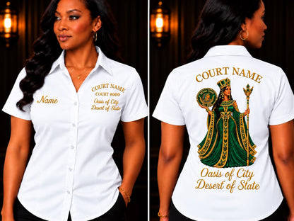 Walking Shirt, Daughters of Isis, Custom Embroidered Court Shirt, Personalized Name Court Number Oasis Desert, Women’s Fraternal Shirt