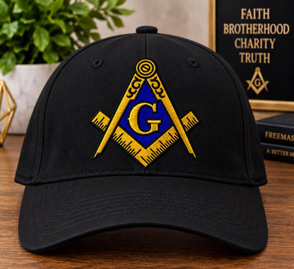 Masonic Embroidered Hat | Freemason Square & Compass G Cap | Mason Baseball Hat | Masonic Gift for Men
