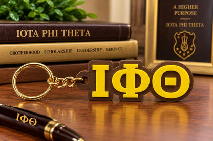 Iota Phi Theta Keychain | ΙΦΘ Brown & Gold 3D Printed Keychain | Iota Fraternity Gift | Greek Letter Key Ring