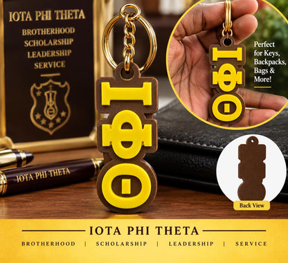 Iota Phi Theta Keychain | ΙΦΘ Brown & Gold 3D Printed Keychain | Iota Fraternity Gift | Greek Letter Key Ring