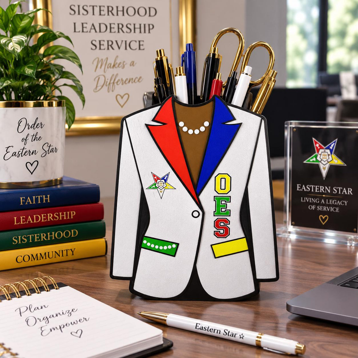 Order of Eastern Star Desk Organizer, OES Pen Holder, Eastern Star Office Decor, 3D Printed OES Gift, Sisterhood Desk Accessory