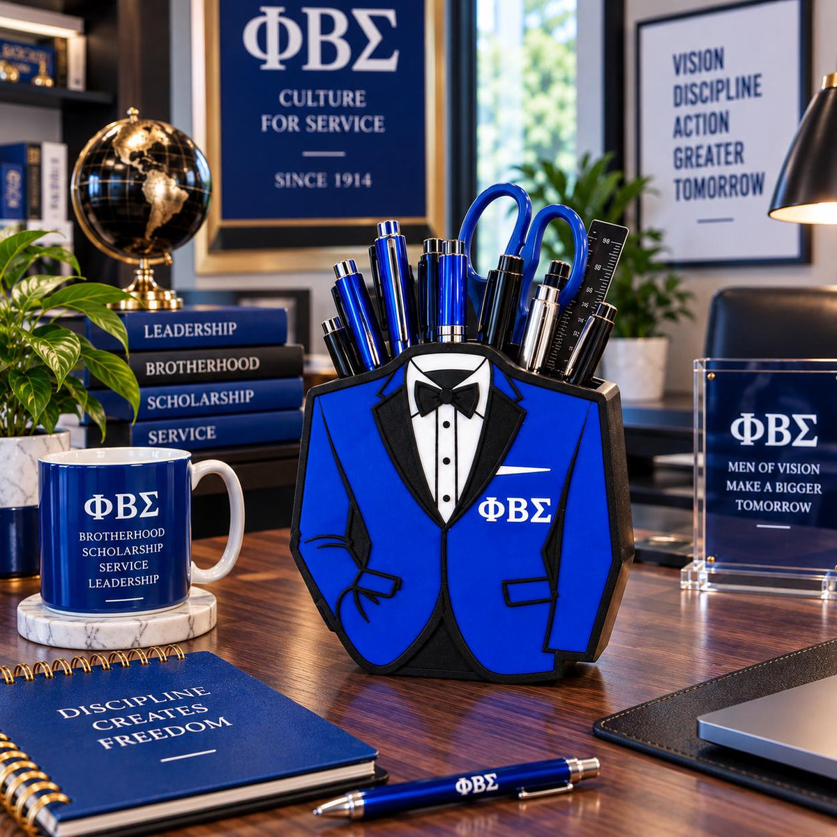 Phi Beta Sigma Desk Organizer, ΦΒΣ Pen Holder, Sigma Office Decor, Fraternity Desk Accessory, 3D Printed Greek Gift