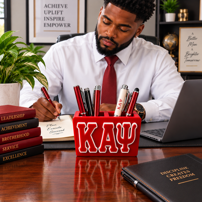 Kappa Alpha Psi 3D Printed Pen Holder | KAY Desk Organizer | Fraternity Office Decor | Kappa Gift | Nupe Desk Accessory